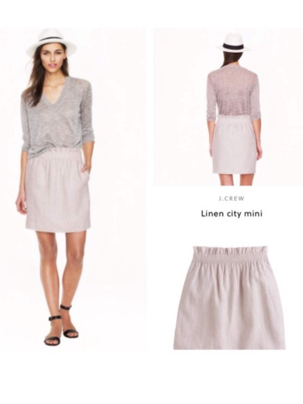 J Crew factory city mini linen cotton blend metallic silver gray size 0
